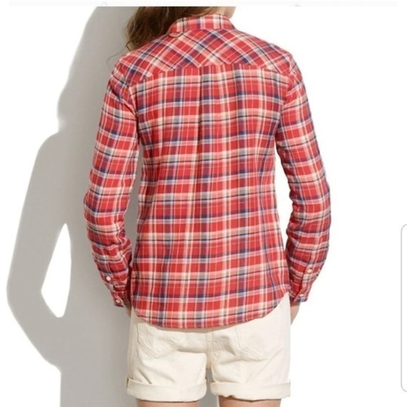 Madewell • Red Plaid Suntour Button Up Shirt - Picture 3 of 6